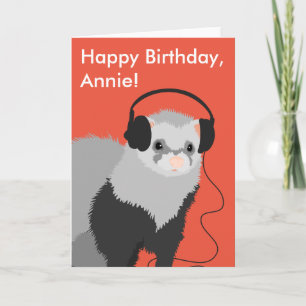 Cartão Funny Ferret Music Lover Birthday