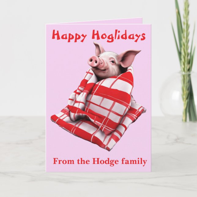 Cartão Funny Festive Pigs in Blankets Christmas Animal Lo (Frente)
