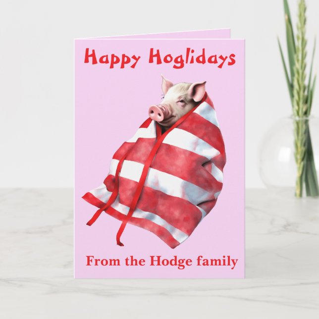 Cartão Funny Festive Pigs in Blankets Christmas Animal Lo (Frente)