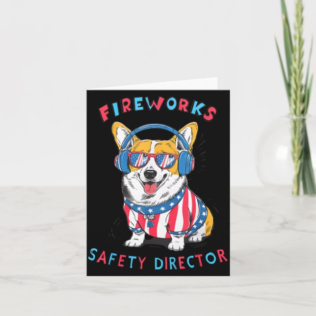 Cartão Funny Fireworks Safety Director Dog Technician Exp (Frente)