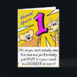 Cartão Funny First Birthday Card<br><div class="desc">When's the last time you saw a funny first birthday card? Never, right? Well. it's time to change all that for the favorite crumb munching face-first cake diver in your life!</div>