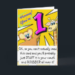 Cartão Funny First Birthday Card<br><div class="desc">When's the last time you saw a funny first birthday card?  Never,  right?  Well. it's time to change all that for the favorite crumb munching face-first cake diver in your life!</div>