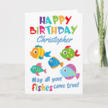Cartão Funny Fishes Personalized Birthday<br><div class="desc">May all your fishes come true! This cute fish design contains some fishy fun! Personalize with your own name and message inside.</div>