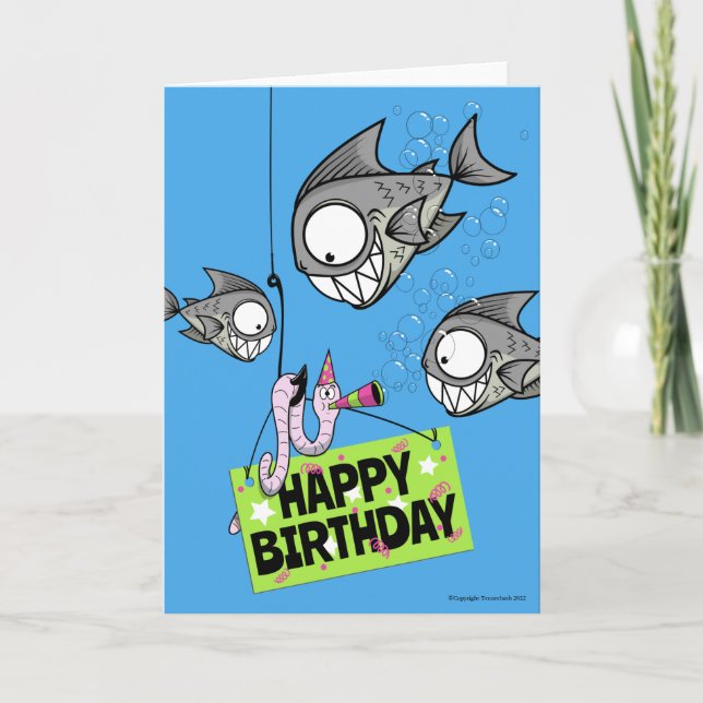 Cartão Funny Fishing Themed Birthday Card (Frente)