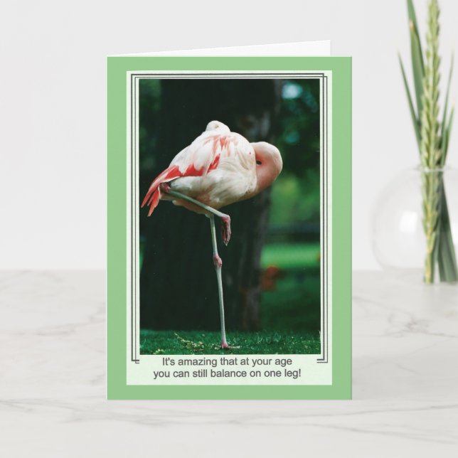 Cartão Funny Flamingo Birthday Card (Frente)