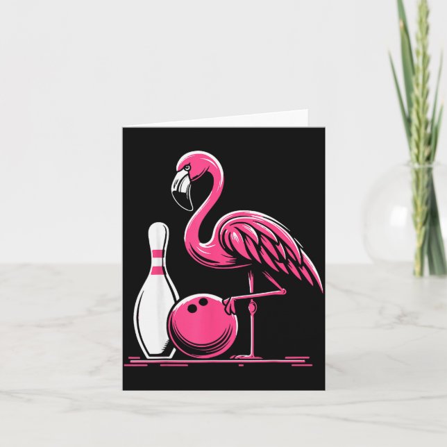 Cartão Funny Flamingo Bowling N Bowl Bowler  (Frente)