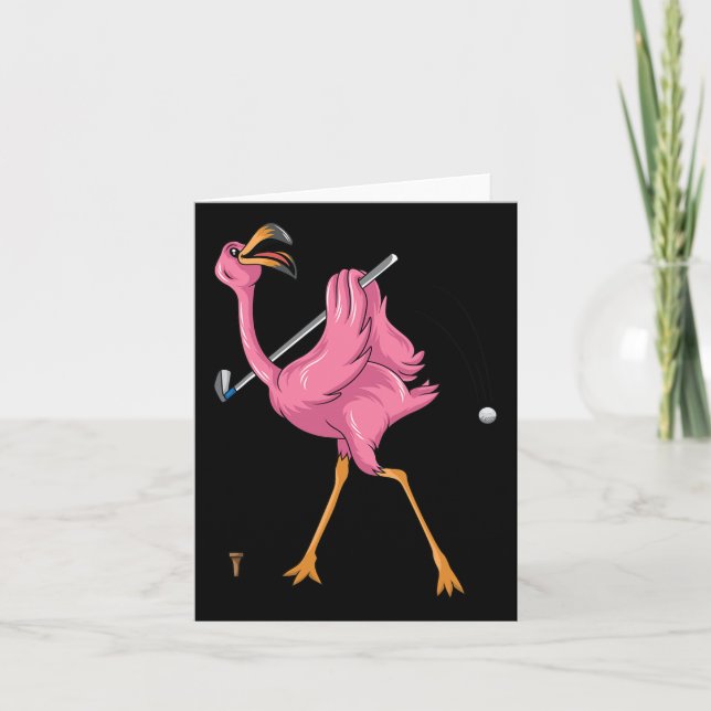 Cartão Funny Flamingo Golfing Flamingo Golf Golf Flamingo (Frente)