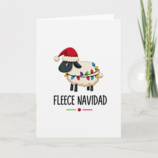Cartão Funny Fleece Navidad Sheep Card (Frente)