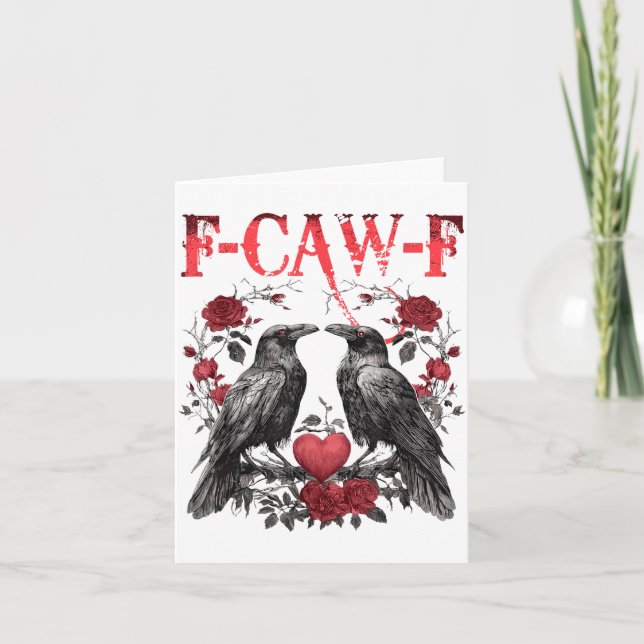 Cartão Funny Floral Heart Raven F-caw-f Anti Valentin's D (Frente)