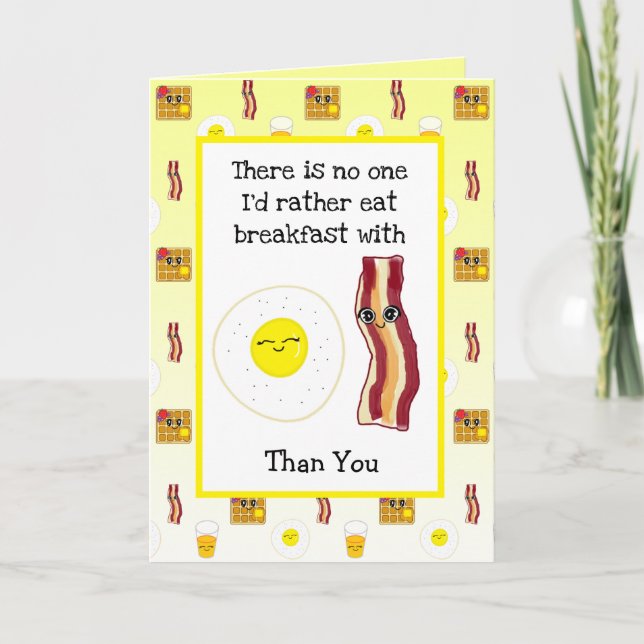 Cartão Funny Food Puns, Eggs and Bacon Valentine's Day (Frente)