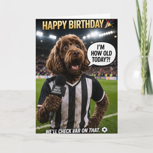 Cartão Funny Football Birthday Card Dog VAR Joke (Frente)