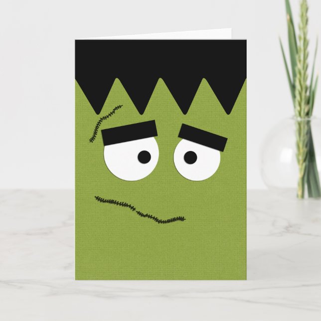 Cartão Funny Frankenstein Face for Halloween (Frente)