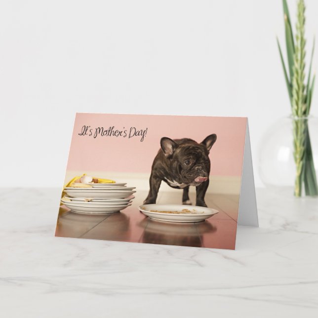 Cartão Funny French Bulldog Mother's Day Card (Frente)