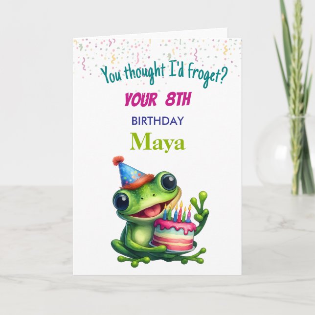 Cartão Funny Frog Birthday Card for kids (Frente)