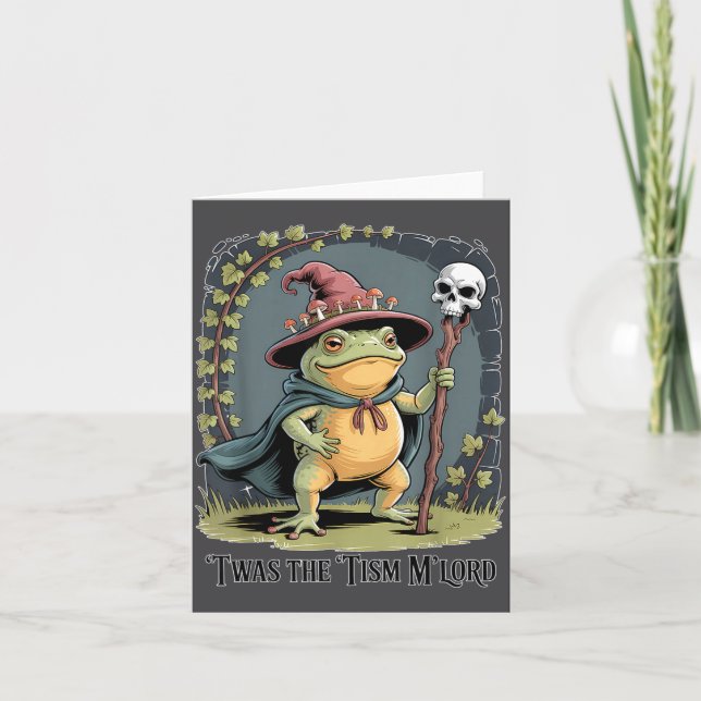 Cartão Funny Frog Wizard twas The tism M'lord Fantasy Art (Frente)