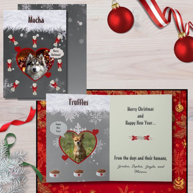 Cartão Funny "From the Dogs" Dog Lover Christmas Card (Funny "Merry Christmas from the dogs and their humans" dog lovers cards with your photos and message)