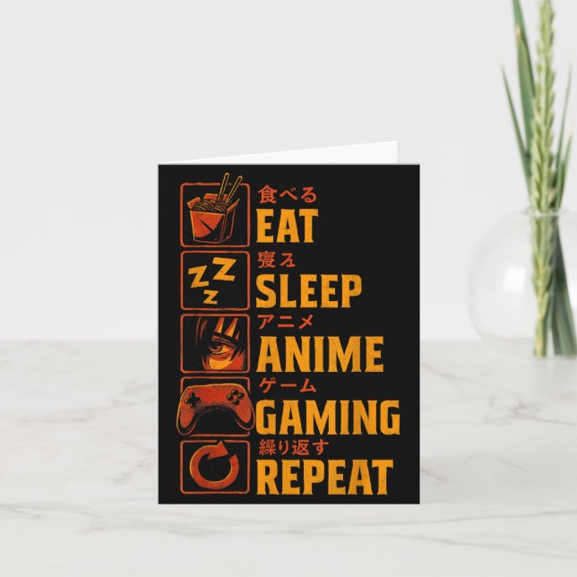 Cartão Funny Gamer Anime Graphic Tee Men Boys Teens Video (Frente)