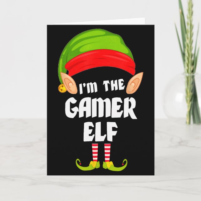 Cartão Funny Gamer Elf Matching Family Group Pj Christmas (Frente)