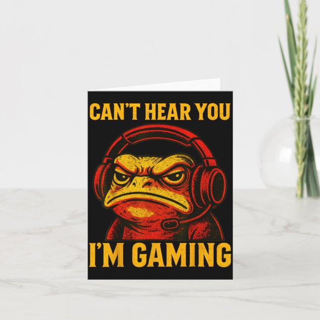 Cartão Funny Gamer Frog Men Women Boys Can't Hear You Vid (Frente)