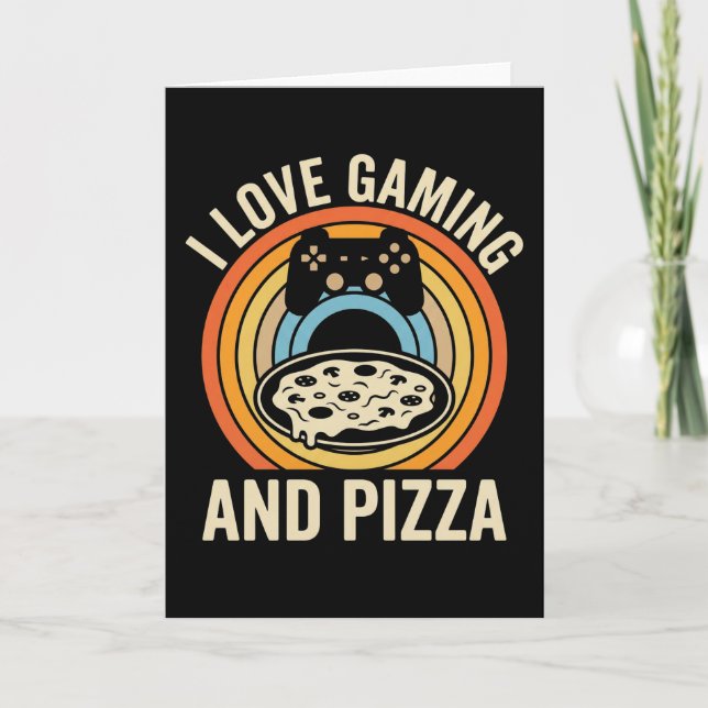 Cartão Funny Gamer Pizza Gaming Video Game Enthusiast Boy (Frente)