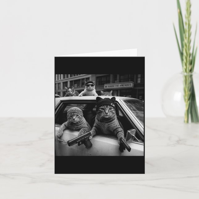 Cartão Funny Gangster Cats Men Women Lover Cat Street Gra (Frente)