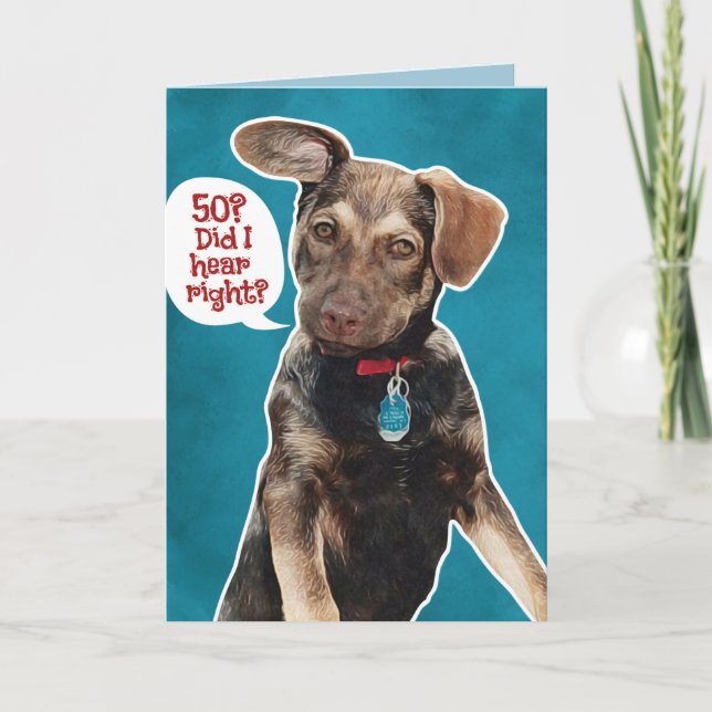 Cartão Funny German Shepherd Puppy 50th Birthday Card (Frente)
