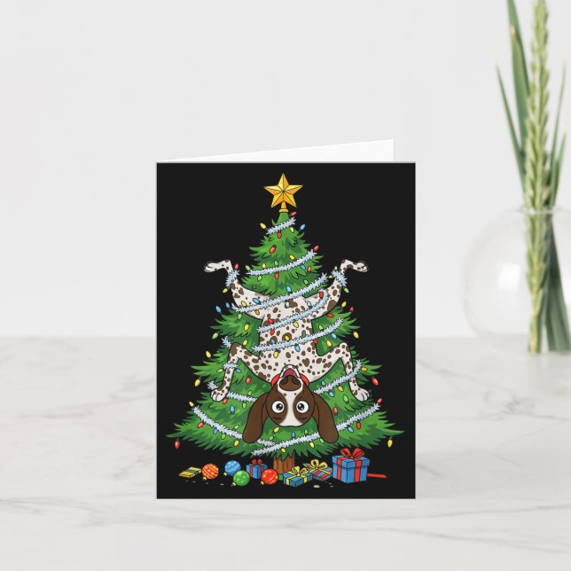 Cartão Funny German Shorthaired Inter Dog Christmas Tree  (Frente)