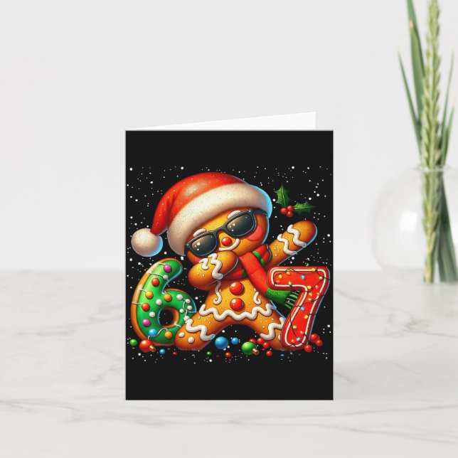 Cartão Funny Gingerbread Dabbing Six Seven 67 Meme Christ (Frente)