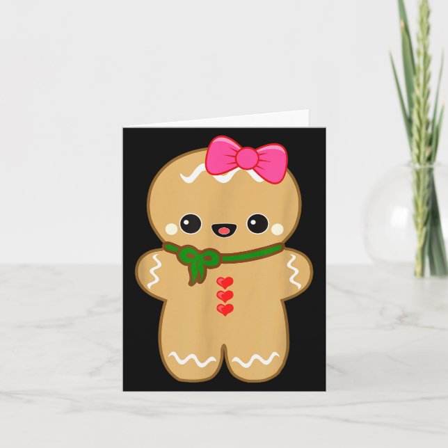 Cartão Funny Gingerbread Man Christmas Women &amp; Girl T (Frente)