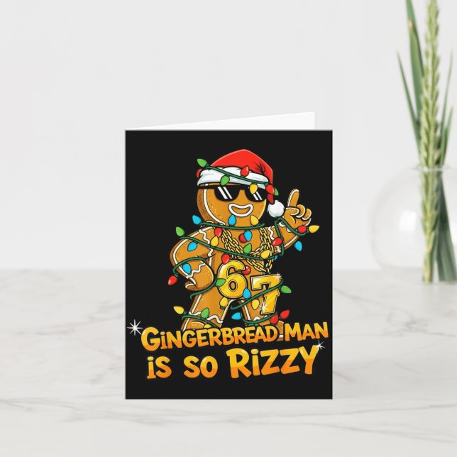 Cartão Funny Gingerbread Man Is So Rizzy Christmas Meme 6 (Frente)