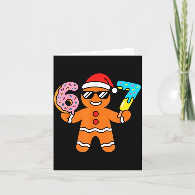 Cartão Funny Gingerbread Six Seven 67 Ice Cream Drip Chri (Frente)
