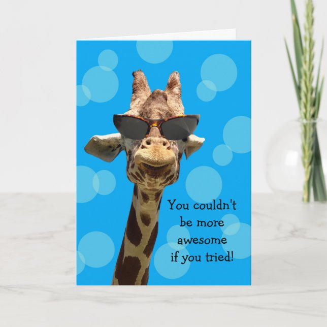 Cartão Funny Giraffe Birthday Card (Frente)