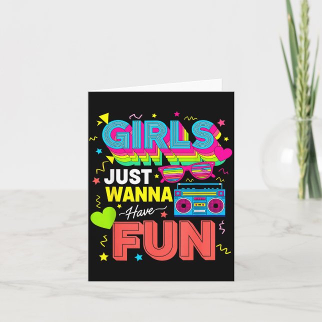 Cartão Funny Girls Just W Have Fun Awesome 70's 80's 90's (Frente)