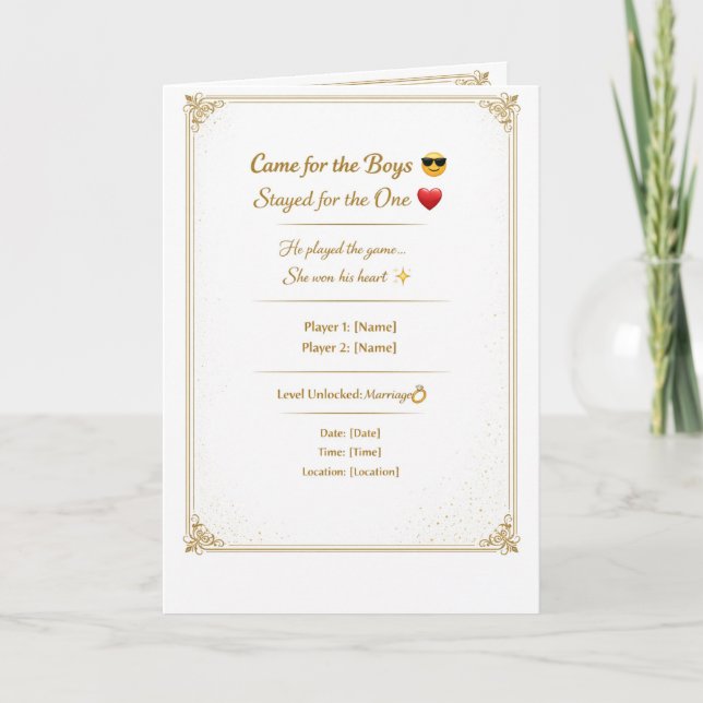 Cartão Funny Gold Wedding Invitation Template | Modern Ed (Frente)