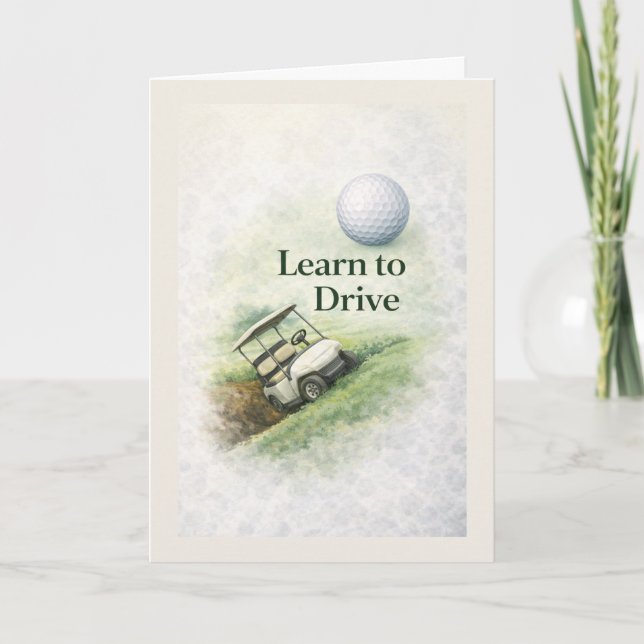 Cartão Funny Golf Birthday Card | Learn to Drive Humor (Frente)