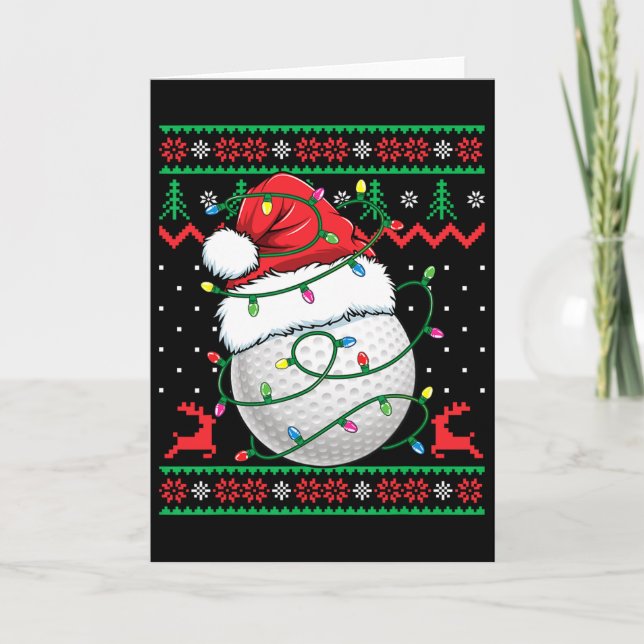 Cartão Funny Golf Ugly Christmas Sweater Womens Mens Golf (Frente)