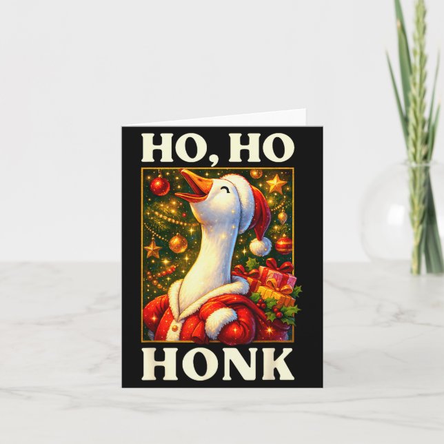 Cartão Funny Goose Ho Ho Honk Christmas Outfit For Men Wo (Frente)