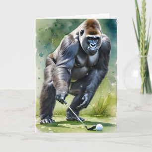 Cartão Funny Gorilla Jogando Vazio Golf Saudação