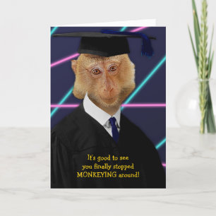 Cartão Funny Graduation Monkey Macaque Congratulations