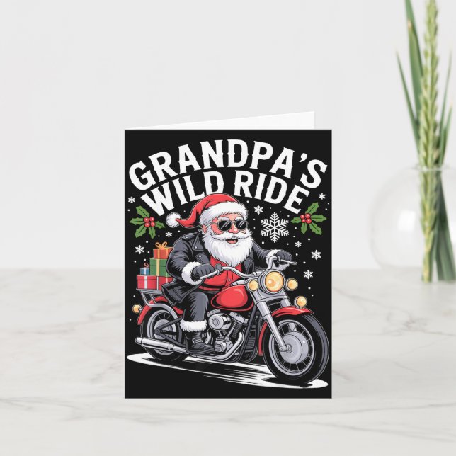 Cartão Funny Grandpa's Biker Ride Christmas Motorcycle Sa (Frente)