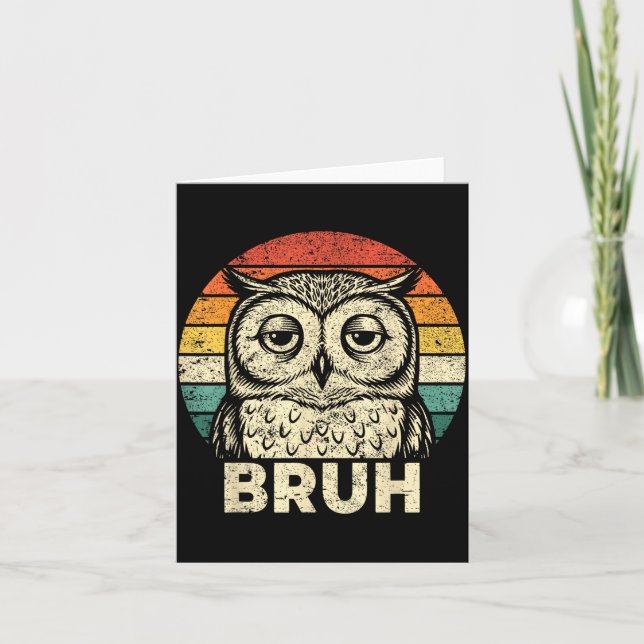 Cartão Funny Graphic Tees Owl Bruh For Boys Girls Men Wom (Frente)