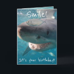 Cartão Funny Great White Shark Birthday<br><div class="desc">The best birthday card ever! Funny and with the coolest Great White Shark images you've ever seen! Feel free to personalise the card to your perfection! The great white shark (Carcharodon carcharias), also known as the great white, white shark or white pointer, is a species of large mackerel shark which...</div>