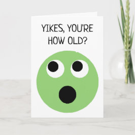 Cartão Funny Green Surprised Face Emoji Birthday
