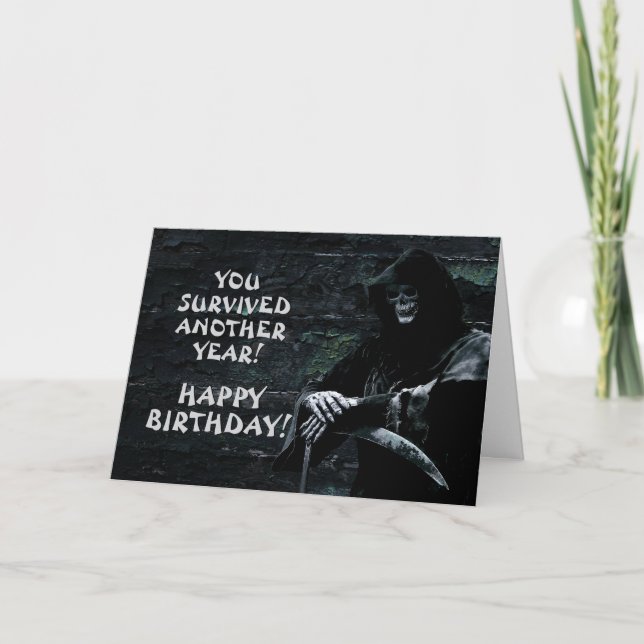 Cartão Funny Grim Reaper Birthday (Frente)
