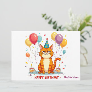 Cartão Funny Grumpy Cat Birthday Card – Balloon Overload