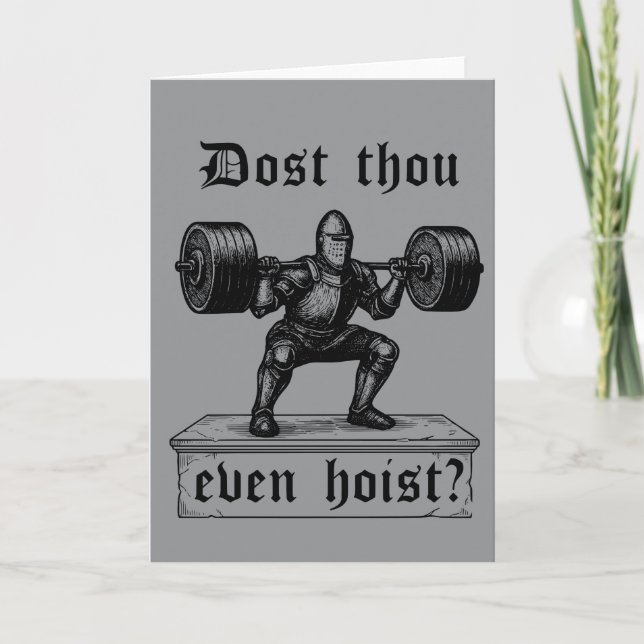 Cartão Funny Gym Dost Thou Even Hoist Medieval (Frente)