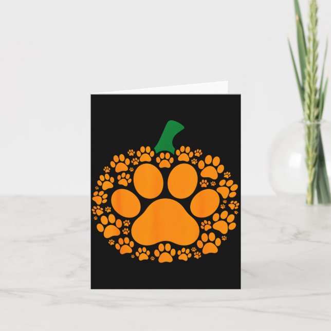 Cartão Funny Halloween Pumpkin Paw Print Dog Lover Cat  (Frente)