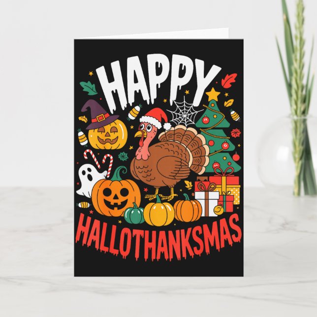 Cartão Funny Halloween Thanksgiving Christmas Happy Hallo (Frente)