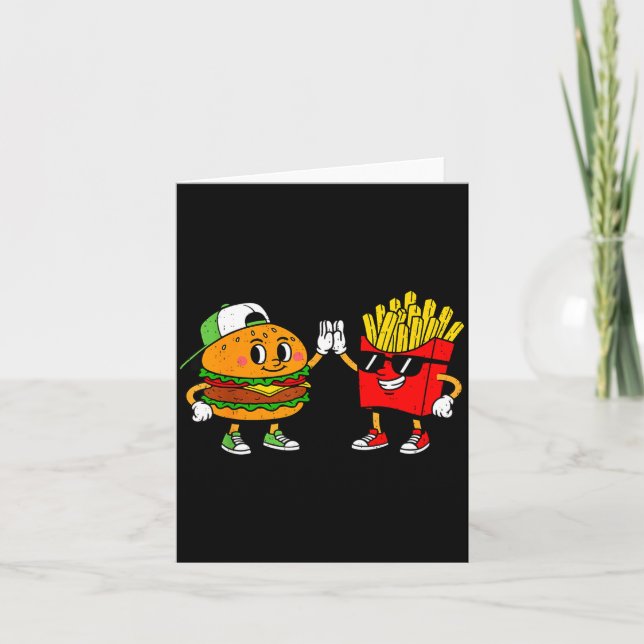 Cartão Funny Hamburger French Fries Combo Snacks Fast Foo (Frente)