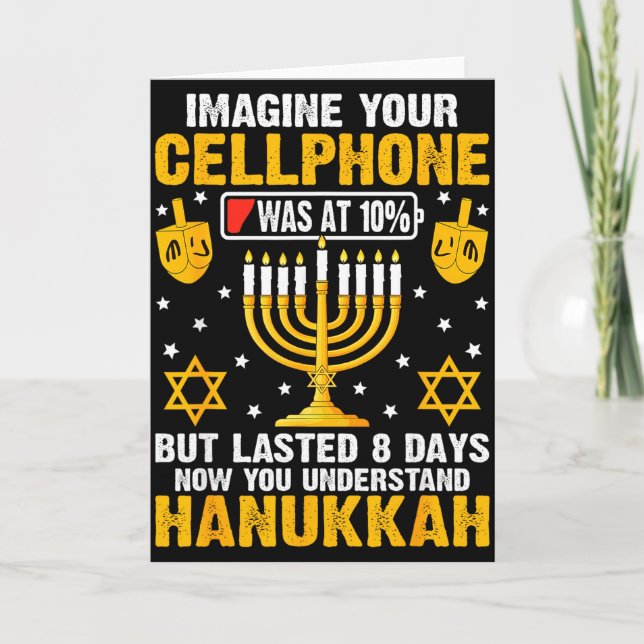 Cartão Funny Hanukkah Imagine Your Cellphone Chanukah Jew (Frente)